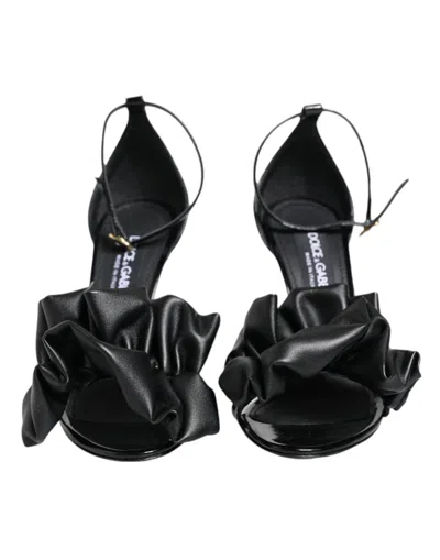 Pre-owned Dolce & Gabbana Black Leather Ankle Strap Heel Sandals Women's Shoes ()