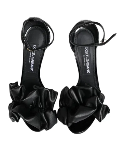 Pre-owned Dolce & Gabbana Black Leather Ankle Strap Heel Sandals Women's Shoes ()