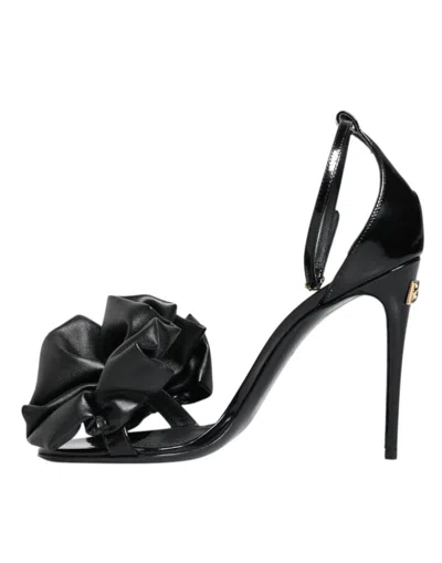 Pre-owned Dolce & Gabbana Black Leather Ankle Strap Heel Sandals Women's Shoes ()