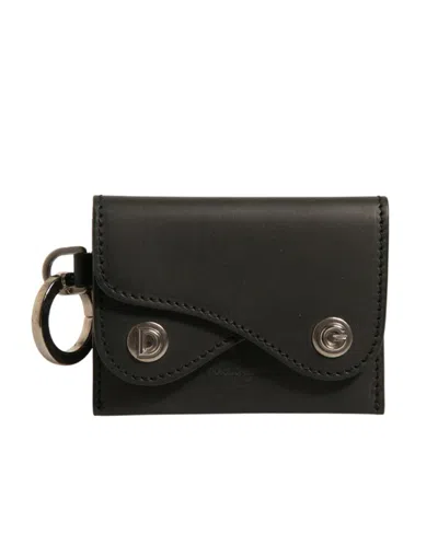 Pre-owned Dolce & Gabbana Black Leather Card Case Keychain Key Women's Holder ()