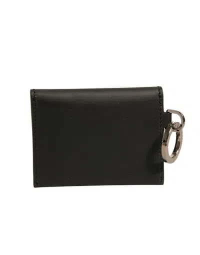 Pre-owned Dolce & Gabbana Black Leather Card Case Keychain Key Women's Holder ()