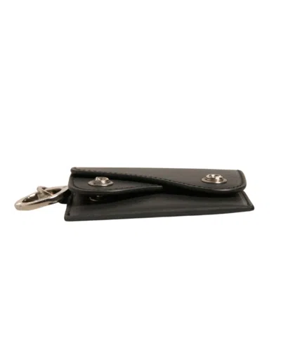 Pre-owned Dolce & Gabbana Black Leather Card Case Keychain Key Women's Holder ()