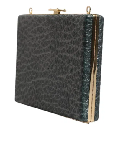 Dolce & Gabbana Black Leather Clutch Evening Crossbody Women's Bag In Black