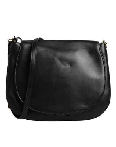 Pre-owned Dolce & Gabbana Black Leather Flap Saddle Shoulder Women's Bag ()