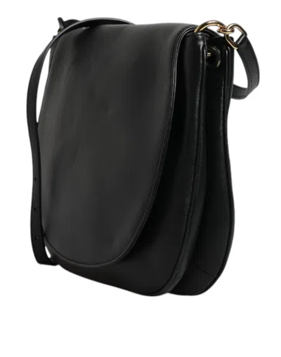 Pre-owned Dolce & Gabbana Black Leather Flap Saddle Shoulder Women's Bag ()