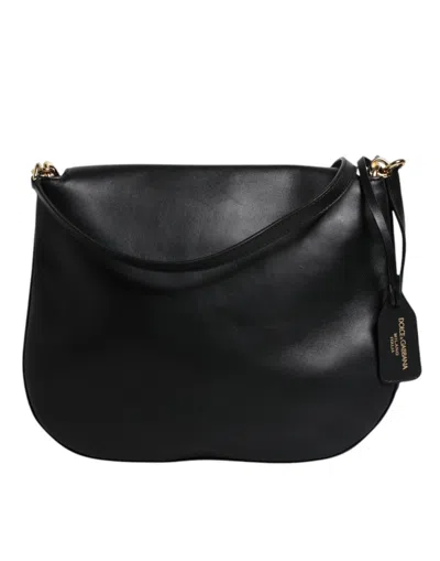 Pre-owned Dolce & Gabbana Black Leather Flap Saddle Shoulder Women's Bag ()
