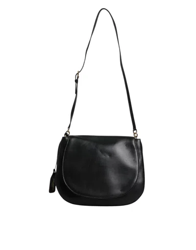 Pre-owned Dolce & Gabbana Black Leather Flap Saddle Shoulder Women's Bag ()