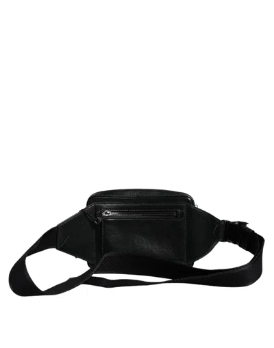 Pre-owned Dolce & Gabbana Black Leather Led Logo Belt Waist Fanny Pack Women's Bag ()