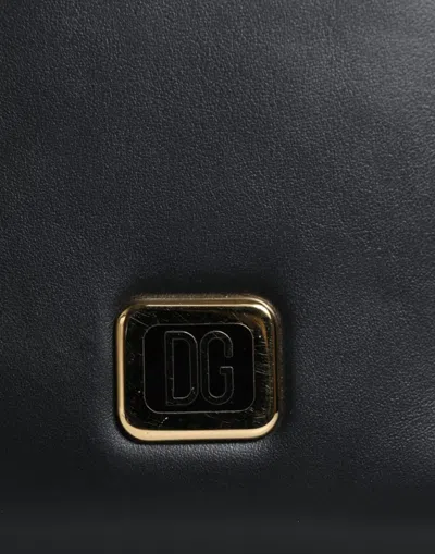 Pre-owned Dolce & Gabbana Black Leather Logo Plaque Neck Strap Card Coin Women's Wallet ()
