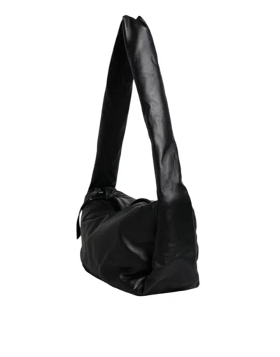 Pre-owned Dolce & Gabbana Black Leather Logo Plaque Shoulder Women's Bag ()