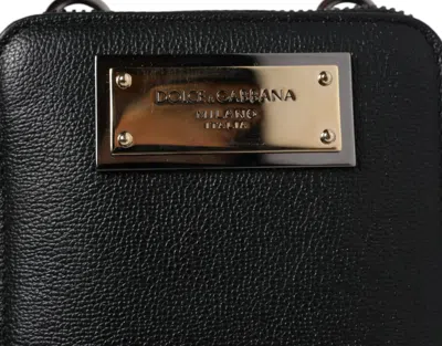 Pre-owned Dolce & Gabbana Black Leather Purse Crossbody Sling Phone Men's Bag ()