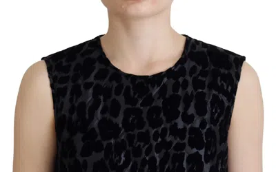 Dolce & Gabbana Black Leopard Shift Mini Polyester Women's Dress In Black
