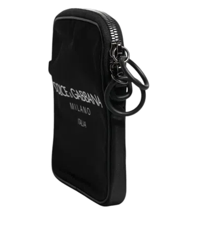 Pre-owned Dolce & Gabbana Black Logo Print Scuba Crossbody Shoulder Men's Bag ()