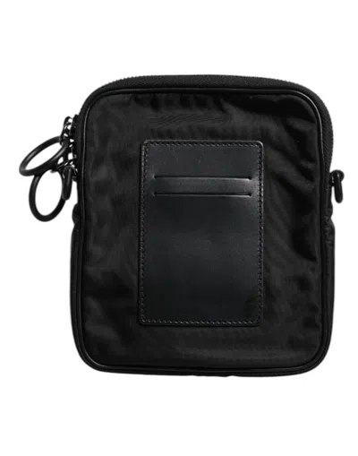 Pre-owned Dolce & Gabbana Black Logo Print Scuba Crossbody Shoulder Men's Bag ()