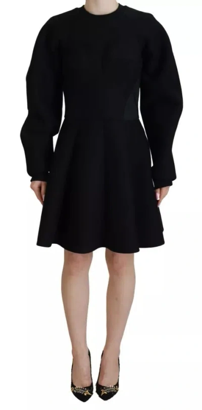 Pre-owned Dolce & Gabbana Black Long Sleeves A-line Mini Cotton Women's Dress ()