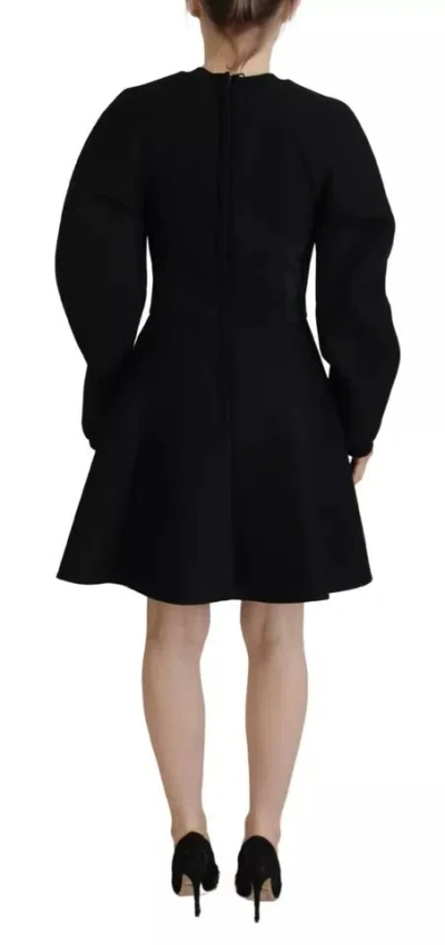 Pre-owned Dolce & Gabbana Black Long Sleeves A-line Mini Cotton Women's Dress ()