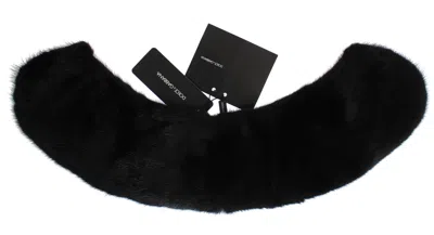 Dolce & Gabbana Elegant Black Mink Fur Shoulder Wrap Scarf In Black