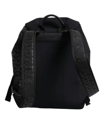 Pre-owned Dolce & Gabbana Black Neoprene Nylon Dg Logo School Backpack Men's Bag ()