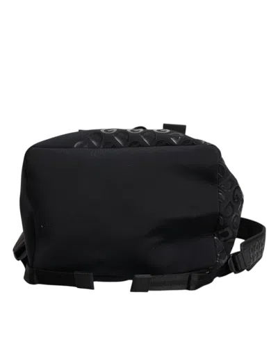 Pre-owned Dolce & Gabbana Black Neoprene Nylon Dg Logo School Backpack Men's Bag ()