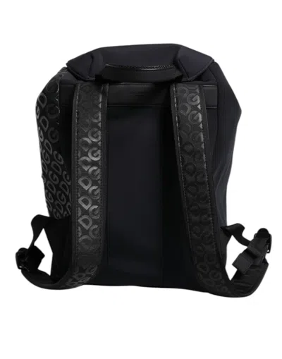 Pre-owned Dolce & Gabbana Black Neoprene Nylon Dg Logo School Backpack Men's Bag ()