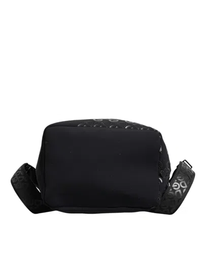 Pre-owned Dolce & Gabbana Black Neoprene Nylon Dg Logo School Backpack Men's Bag ()