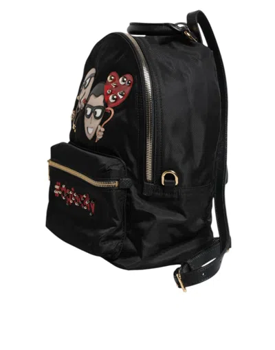 Pre-owned Dolce & Gabbana Black Nylon #dgfamily Vulcano Embellished Backpack Women's Bag ()
