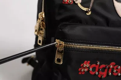 Pre-owned Dolce & Gabbana Black Nylon #dgfamily Vulcano Embellished Backpack Women's Bag ()