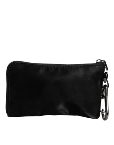 Pre-owned Dolce & Gabbana Black Nylon Logo Plaque Keyring Pouch Clutch Men's Bag ()