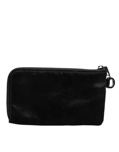 Pre-owned Dolce & Gabbana Black Nylon Logo Plaque Keyring Pouch Clutch Men's Bag ()