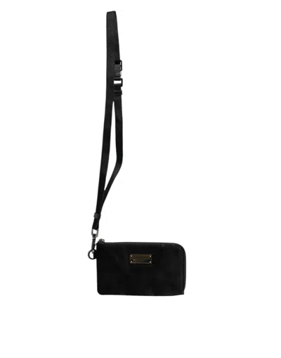 Pre-owned Dolce & Gabbana Black Nylon Logo Plaque Keyring Pouch Clutch Men's Bag ()