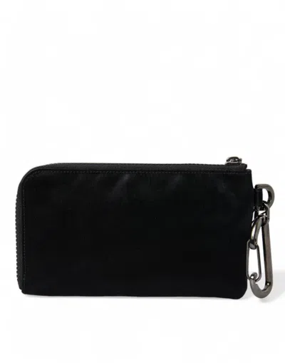 Dolce & Gabbana Black Nylon Logo Plaque Keyring Pouch Clutch Women's Bag In Black