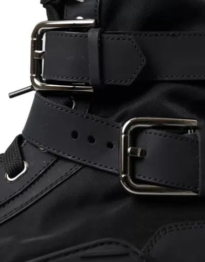 Pre-owned Dolce & Gabbana Black Nylon Ns1 High Top Sneakers Women's Shoes ()