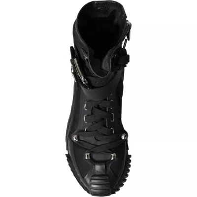 Pre-owned Dolce & Gabbana Black Nylon Ns1 High Top Sneakers Women's Shoes ()