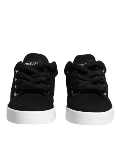 Dolce & Gabbana Black Portofino Low Top Sneakers Women's Shoes In Black