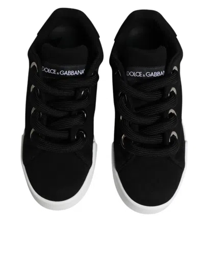 Dolce & Gabbana Black Portofino Low Top Sneakers Women's Shoes In Black