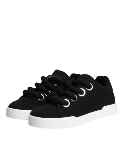 Dolce & Gabbana Black Portofino Low Top Sneakers Women's Shoes In Black