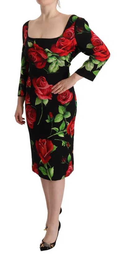 Dolce & Gabbana Floral-print Silk-blend Chiffon Dress In Black