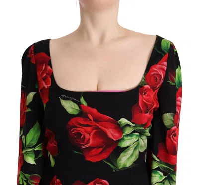 Dolce & Gabbana Floral-print Silk-blend Chiffon Dress In Black
