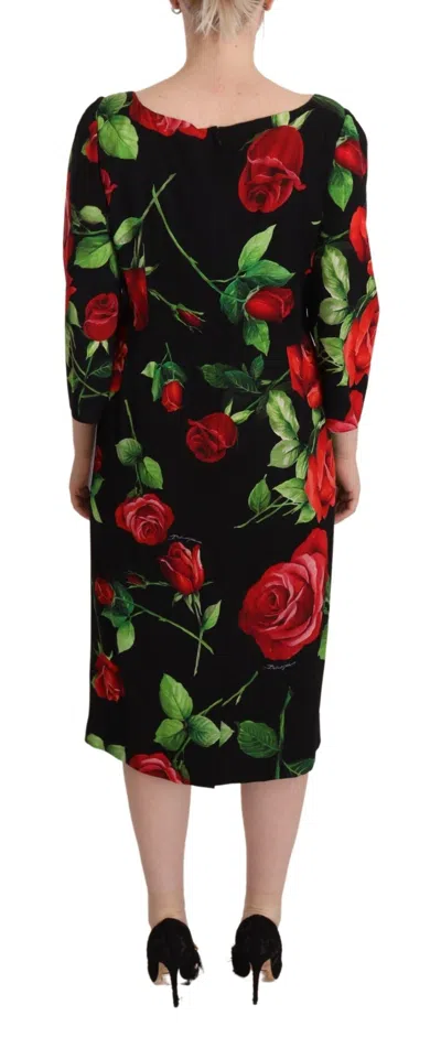 Dolce & Gabbana Floral-print Silk-blend Chiffon Dress In Black