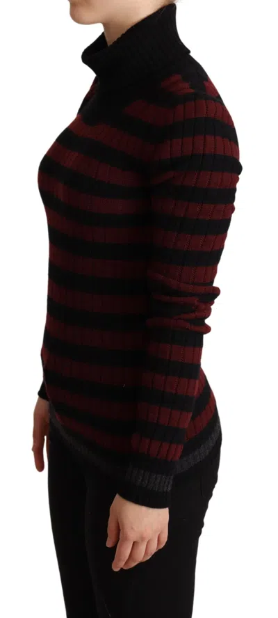 Dolce & Gabbana Black Red Striped Wool Pullover Sweater In Red