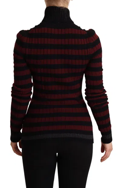 Dolce & Gabbana Black Red Striped Wool Pullover Sweater In Red