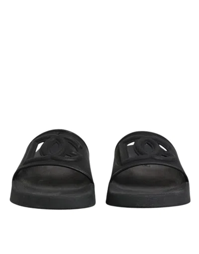 Pre-owned Dolce & Gabbana Black Rubber Slides Sandals Beachwear Women's Shoes ()