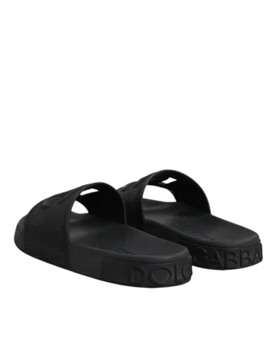 Pre-owned Dolce & Gabbana Black Rubber Slides Sandals Beachwear Women's Shoes ()