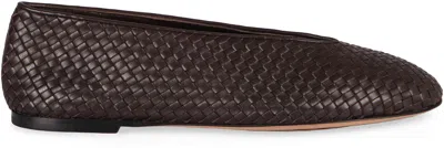 Bottega Veneta Micro Woven Nappa Leather Ballerina Flats In Pink