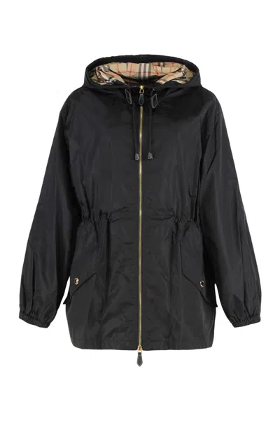 Burberry Windbreaker With Hood In Black