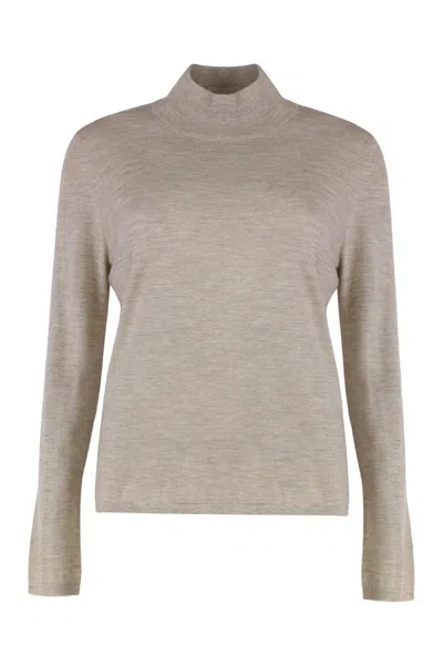 Max Mara Meana Cashmere Mock Neck Long Sleeve In Neutral