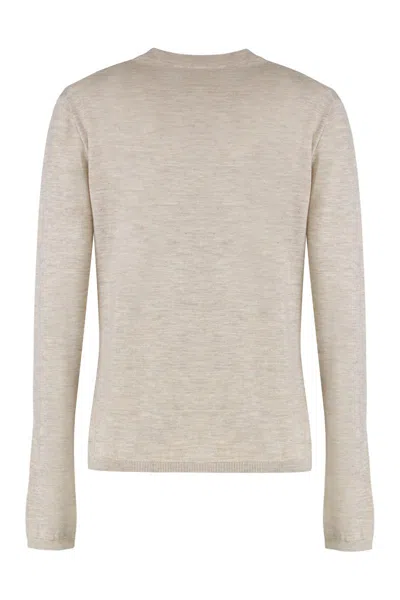 Max Mara Cashmere Marica Crew Neck Knit Sweater In Neutral
