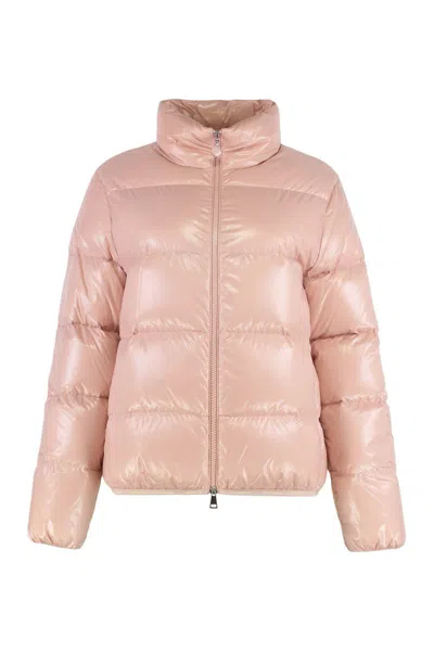 Moncler Abbadia Short Down Jacket Nylon In Pink