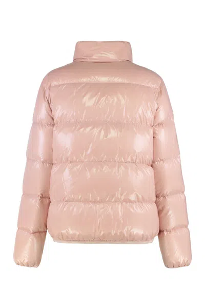 Moncler Abbadia Short Down Jacket Nylon In Pink