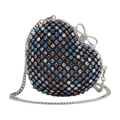 Self-portrait Crystal Heart Clutch Bag In Multi